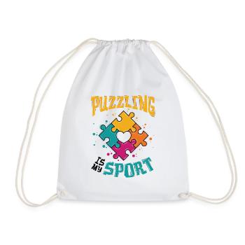 Puzzle is my sport puzzle lover - Drawstring Bag - white - Front