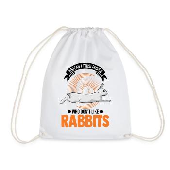 Rabbit Rabbit Rabbit - Drawstring Bag - white - Front
