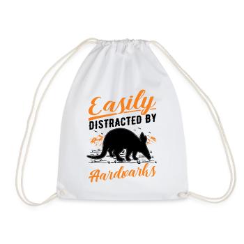 Easily distracted by Aardvarks Aardvark - Drawstring Bag - white - Front
