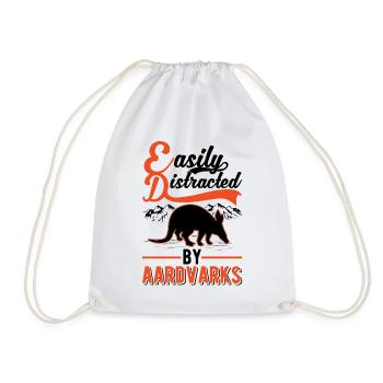 Easily distracted by Aardvarks Aardvark - Drawstring Bag - white - Front
