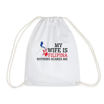 Nothing Scares Me Filipina Wife Philippines - Drawstring Bag - white - Front