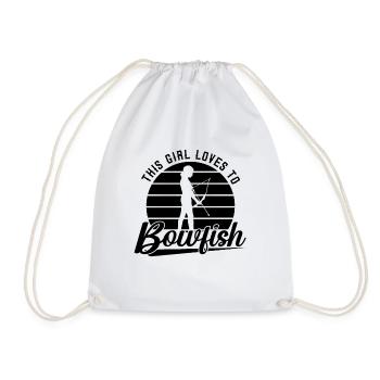 This Girl Loves Retro Bowfishing Hunting Bowfisher - Drawstring Bag - white - Front
