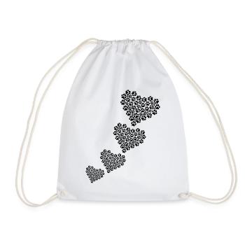 Dog Paw Heart - Dog Lover Dog Owner - Baby Dog Paw - Drawstring Bag - white - Front