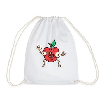 Halloween Apple Zombie Food Fruit Monster Spooky - Drawstring Bag - white - Front