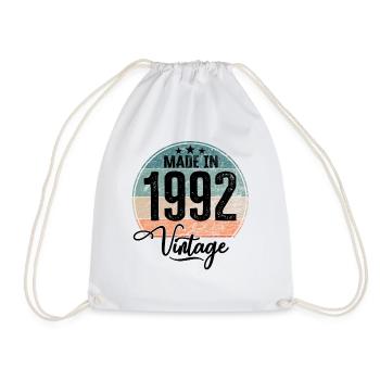 Vintage Made in 1992 Year of birth 1992 Birthday - Drawstring Bag - white - Front