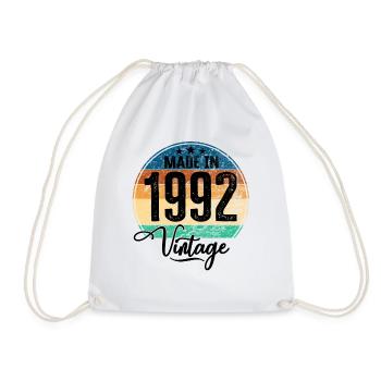 Vintage Made in 1992 Year of birth 1992 Birthday - Drawstring Bag - white - Front