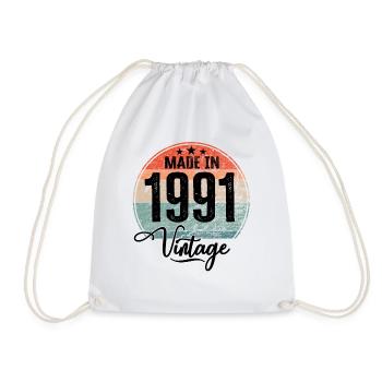 Millésime Fabriqué en 1991 Année de naissance 1991 Anniversaire - Sac de sport léger - blanc - Devant