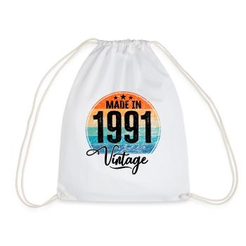 Millésime Fabriqué en 1991 Année de naissance 1991 Anniversaire - Sac de sport léger - blanc - Devant