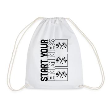 Chemise de course, démarrez vos moteurs drapeau à damier - Sac de sport léger - blanc - Devant