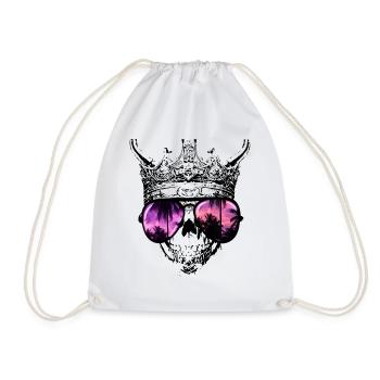 Hipster Skull King - Drawstring Bag - white - Front