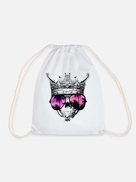 Hipster Totenkopf König - Turnbeutel - Weiß