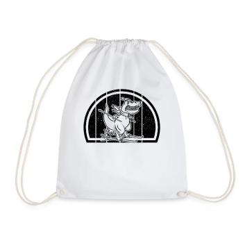 Skier Dino Ski Skiing Dino - Mountain Skiing Dinos - Drawstring Bag - white - Front