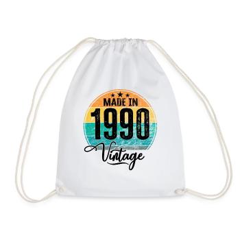 Vintage Made in 1990 Year of Birth 1990 Birthday - Drawstring Bag - white - Front