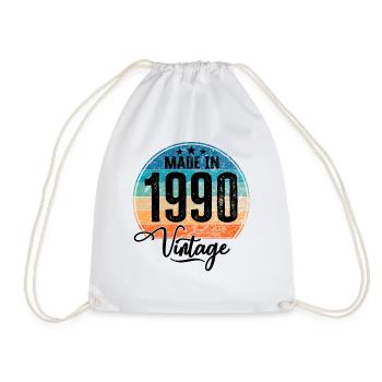 Vintage Made in 1990 Year of birth 1990 Birthday - Drawstring Bag - white - Front