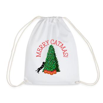Merry Catmas! - Funny Christmas Cat - Turnbeutel - Weiß - Vorne