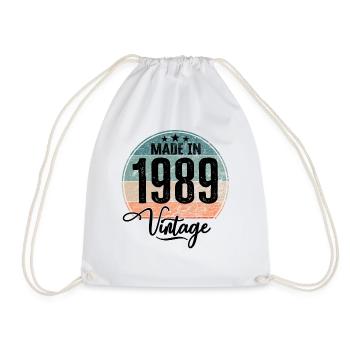 Vintage Made in 1989 Geburtsjahr 1989 Geburtstag - Turnbeutel - Weiß - Vorne