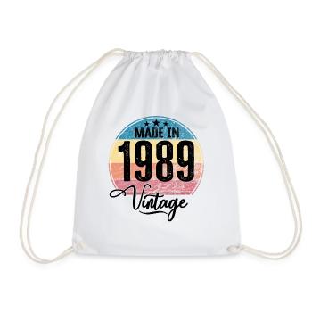Vintage Made in 1989 Geburtsjahr 1989 Geburtstag - Turnbeutel - Weiß - Vorne