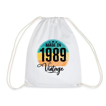 Vintage Made in 1989 Geburtsjahr 1989 Geburtstag - Turnbeutel - Weiß - Vorne
