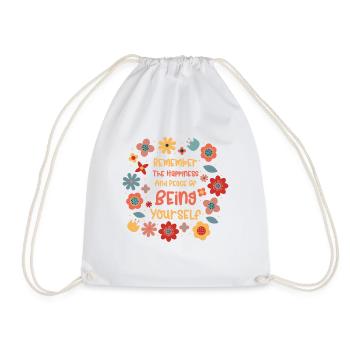 Motivational Self-care People Peace Inspiring - Drawstring Bag - white - Front