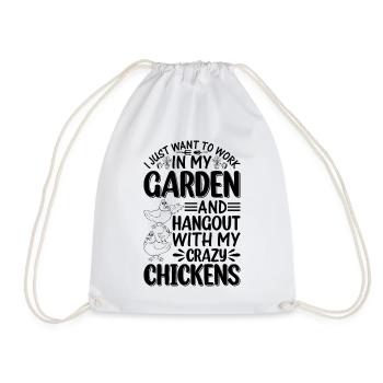 Crazy Chickens Gardener - Chicken Farmer Gardening - Drawstring Bag - white - Front