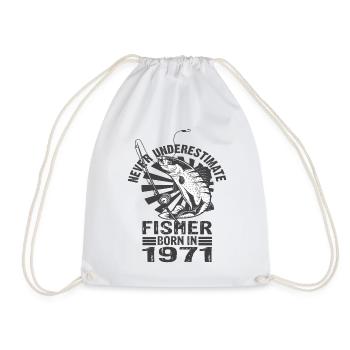 Never Underestimate Fisher Born In 1971 - Turnbeutel - Weiß - Vorne