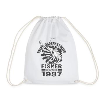 Never Underestimate Fisher Born In 1987 - Turnbeutel - Weiß - Vorne