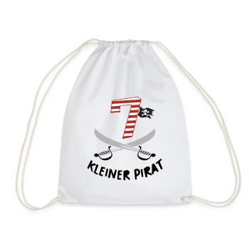 Ich bin Sieben 7 / Pirat Geburtstag Party - Turnbeutel - Weiß - Vorne