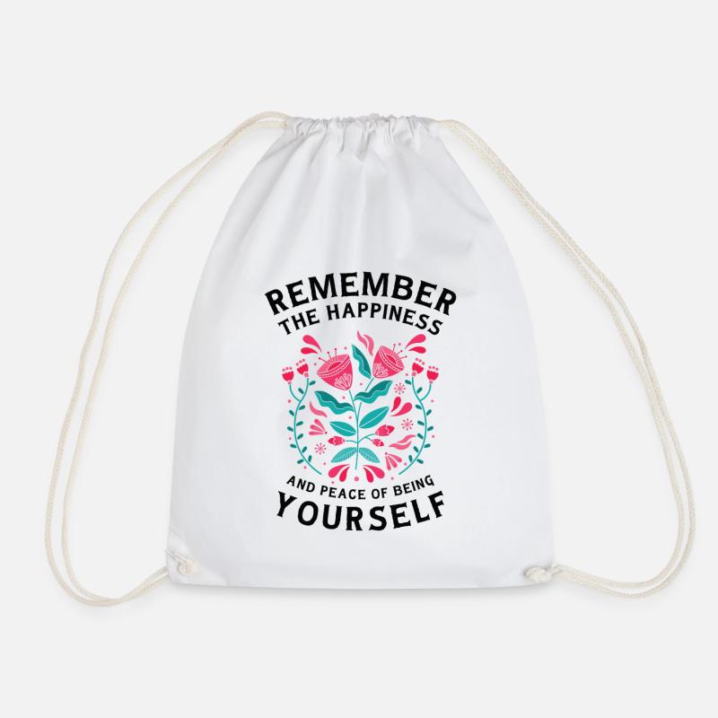 Motivational Self-care People Peace Inspiring - Drawstring Bag - white