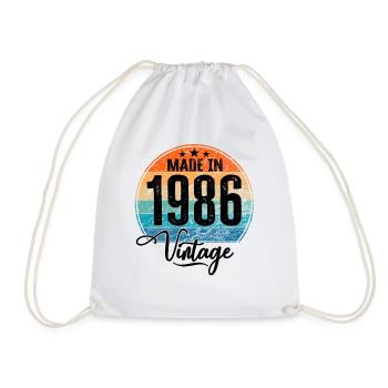 Millésime Fabriqué en 1986 Année de naissance 1986 Anniversaire - Sac de sport léger - blanc - Devant
