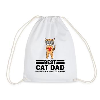 Cat Papa Father Cats Pet Owner Gift - Drawstring Bag - white - Front