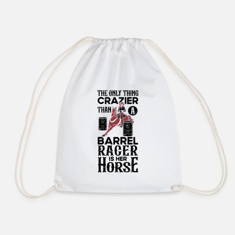 Barrel Racing Rodeo Riding Horse Barrel Racer - Drawstring Bag - white