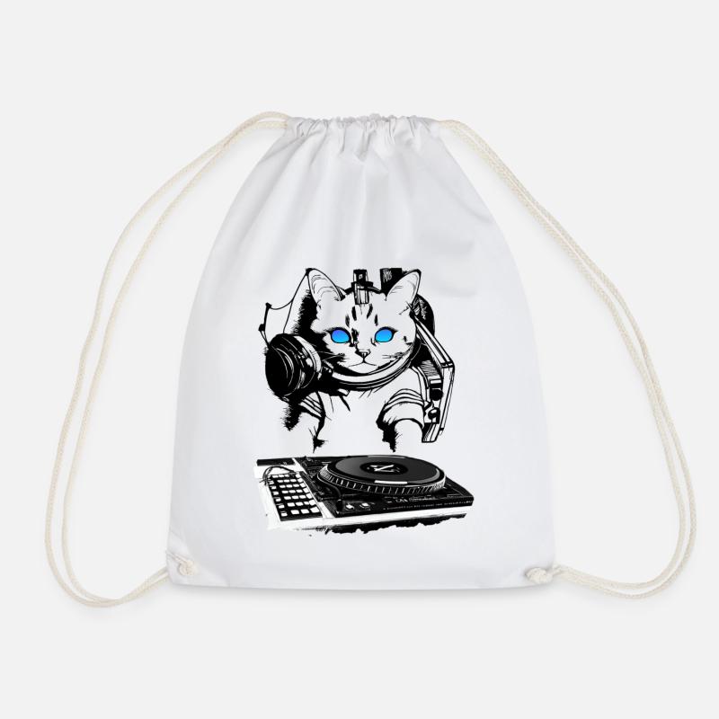 Katzen DJ mit Mischpult - Turnbeutel - Weiß