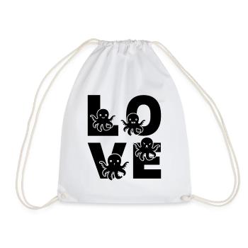 Kraken Octopus Cephalopod Octopuses - Octopus LOVE - Drawstring Bag - white - Front