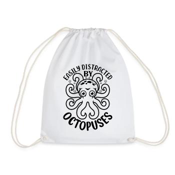 Kraken Octopus - Easily Distracted By Octopuses - Drawstring Bag - white - Front
