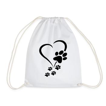Patte de chien Cœur de bébé chiens - Pattes de chien Cœurs Patte de chien - Sac de sport léger - blanc - Devant