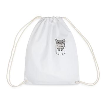 Hippopotame dans la poche hippopotames mignons dans la poche poitrine - Sac de sport léger - blanc - Devant