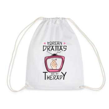 Kdrama Binge Watching Korean Drama Therapy Kpop - Drawstring Bag - white - Front