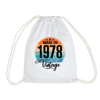 Vintage Made in 1978 Year of birth 1978 Birthday - Drawstring Bag - white - Front