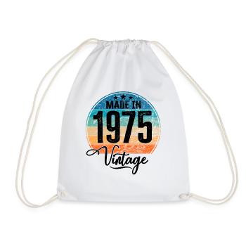 Vintage Made in 1975 Year of birth 1975 Birthday - Drawstring Bag - white - Front