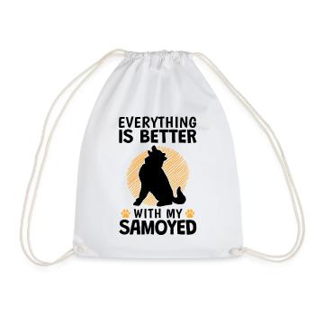 Alles ist besser mit Samojede Schlittenhund - Turnbeutel - Weiß - Vorne