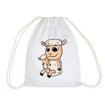 Schaf mit Baby Schaf - Turnbeutel - Weiß - Vorne