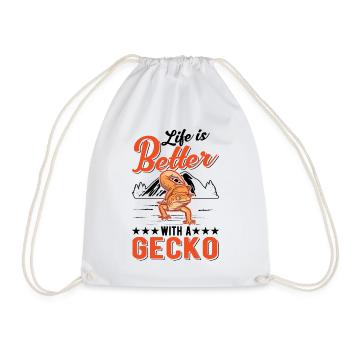 Life is better with a Gecko Leopardgecko - Turnbeutel - Weiß - Vorne