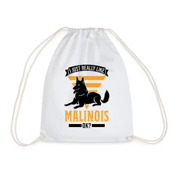 I just really like Malinois ok Belgian Malinois - Drawstring Bag - white - Front