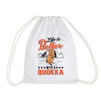 Life is better with a Quokka Short-tailed Kangaroo - Drawstring Bag - white - Front