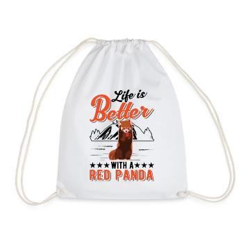 Life is better with a red panda - Drawstring Bag - white - Front