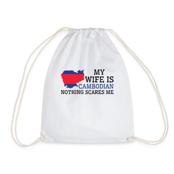 Nothing Scares Me Cambodian Wife Cambodia - Drawstring Bag - white - Front
