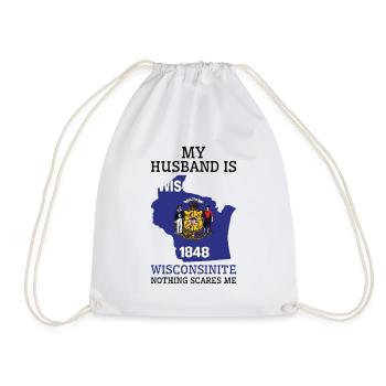 Nothing Scares Me Wisconsinite Husband Wisconsin - Drawstring Bag - white - Front