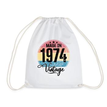 Millésime Fabriqué en 1974 Année de naissance 1974 Anniversaire - Sac de sport léger - blanc - Devant