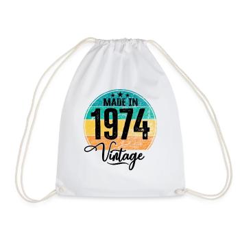 Millésime Fabriqué en 1974 Année de naissance 1974 Anniversaire - Sac de sport léger - blanc - Devant