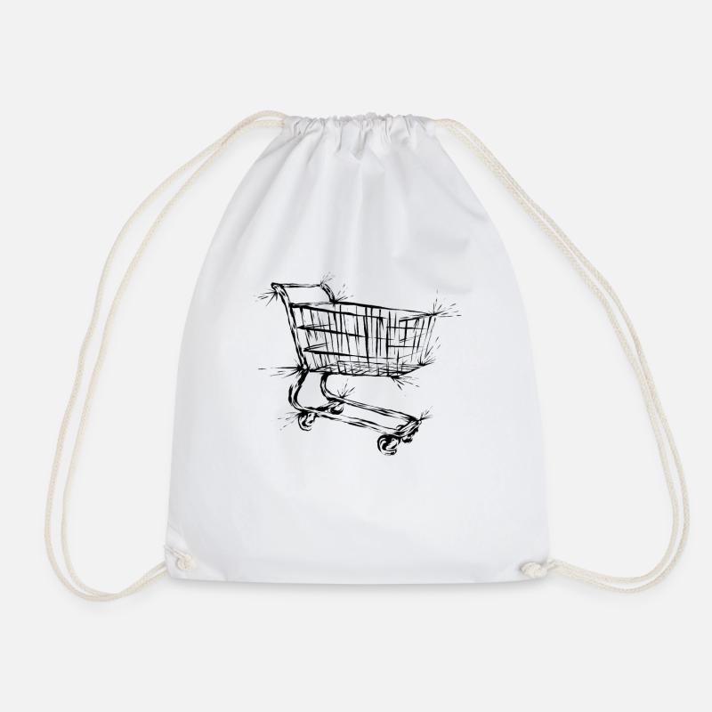 Shopping Cart Shopping - Drawstring Bag - white